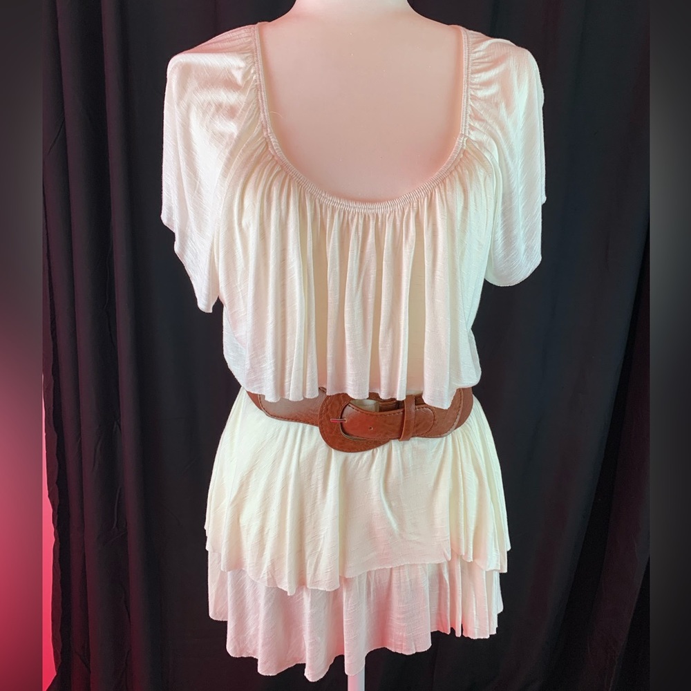 Say Anything cream butterfly blouse with belt with tags XL